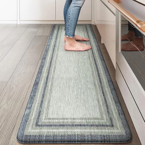 Miniatura 101 de KIMODE - Juego de 2 tapetes de cocina bohemios, antifatiga, antideslizantes, impermeables, ergonómicos, acolchados, cómodos, para lavandería, Caqui