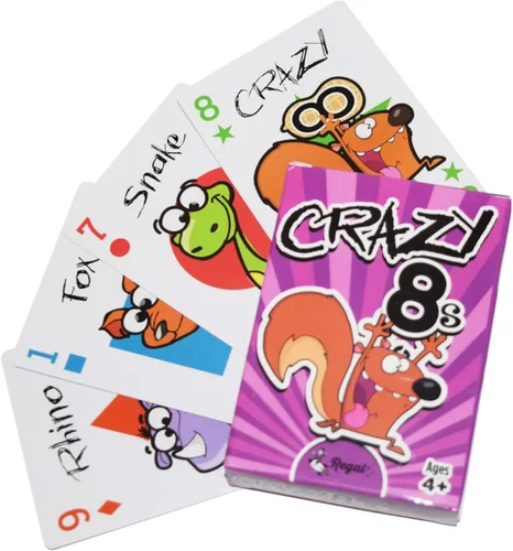 Regal Games Crazy 8's - Juego de cartas para niños de 4, 5, 6, 7, 8+, divertido juego de mesa de viaje para familias (paquete de 1)