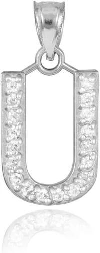 Miniatura 14 de Claddagh Gold . Collar con colgante de letra inicial de plata de ley 925 con circonita cúbica - Elección de tamaños