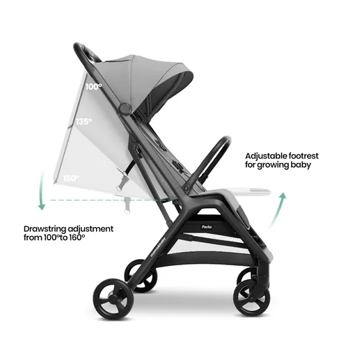 Miniatura 3 de MAMA & BABY Packa - Cochecito de viaje compacto, ligero, plegable con una sola mano, portátil y plano, cochecito para recién nacidos y niños Gris