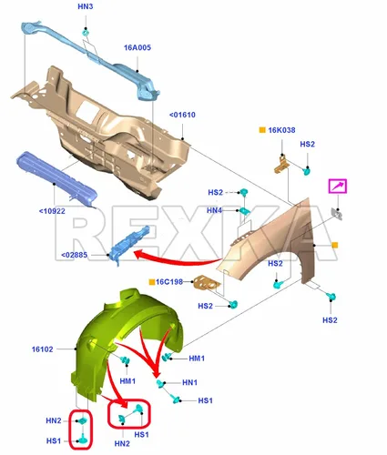 Miniatura 7 de Rexka 10 juegos de tornillos T30 para cubierta de protección contra salpicaduras de motor T30, kit de clip de tuerca de perno compatible con Ford