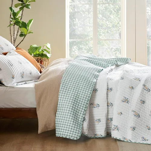 Miniatura 3 de Bedsure - Colcha floral tamaño Queen, ropa de cama reversible con estampado botánico de flores primaverales, colcha ligera, colcha de microfibra 02
