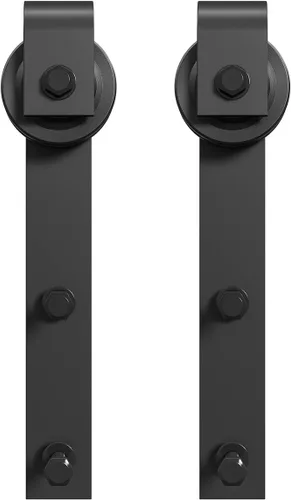 Miniatura 4 de SMARTSTANDARD Perchas de hardware para puerta corrediza de granero, 2 piezas (negro) (perchas en forma de J)