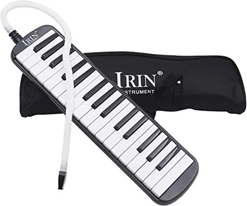 Melodica - Pianica portátil de 32 teclas con bolsa de transporte, boquillas cortas y largas para principiantes y niños, regalo (negro)