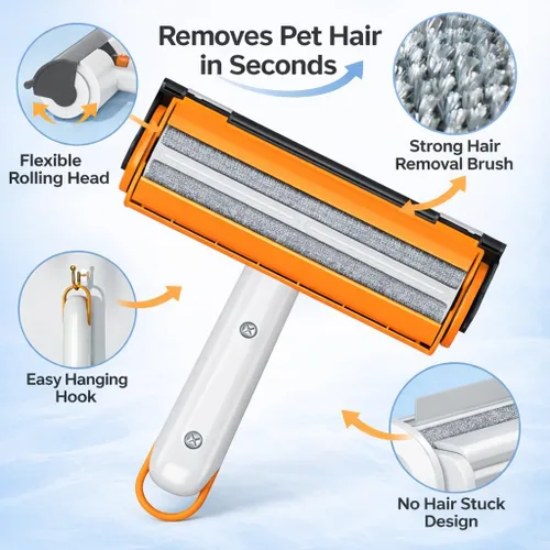 Miniatura 2 de Removedor de pelo de mascotas para muebles, herramienta reutilizable de eliminación de pelo de mascotas, removedor de pelo autolimpiante para sofá