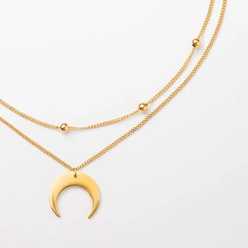Miniatura 5 de Gargantilla de cadena de titanio con colgante de media luna para mujer