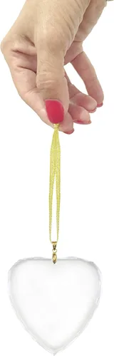 Miniatura 3 de LaserGram Adorno de Navidad de vidrio personalizado, flor de lis, idea de regalo grabada con láser personalizado (forma de corazón)