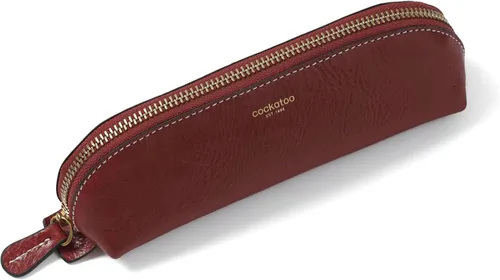 Miniatura 9 de Cockatoo Estuche para lápices de piel auténtica, soporte para accesorios, bolsa de papelería, estuche con cremallera para el trabajo y la oficina
