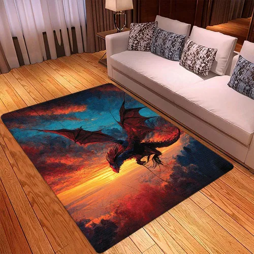 Miniatura 3 de Alfombra de dragón rojo malvado, alfombra de dragón rojo malvado, alfombra de dragón de 8 x 10 pies, alfombra de área de dragón para sala de estar