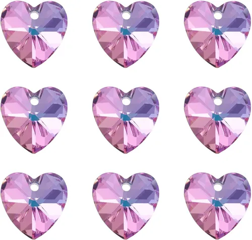 Miniatura 9 de Cuentas de cristal facetado de diamantes de imitación, Vidrio Plata Diamante de imitación, cristal Colorido#Corazón irregular