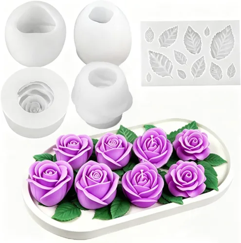 Miniatura 12 de 2 moldes de silicona con diseño de flores para velas, molde de decoración de pastel de chocolate con flores 3D, cera de jabón, resina epoxi