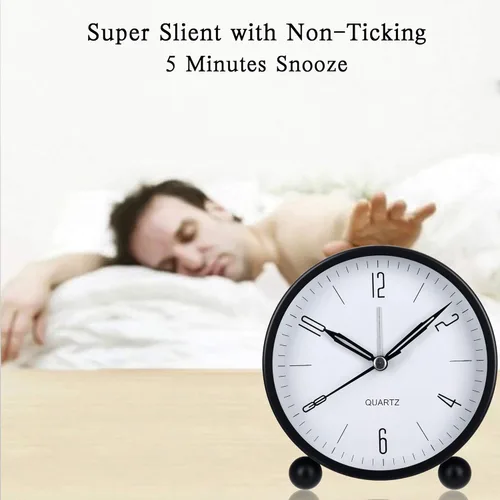 Miniatura 4 de Reloj analógico, reloj despertador que funciona con pilas, relojes de escritorio sin tictac para estudiantes, suministros de regreso a la escuela