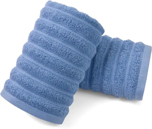 Miniatura 16 de Jacquotha Paquete de 2 toallas de mano de baño (negra) acanaladas, toallas faciales de algodón para habitación de invitados y spa, 13 x 29 pulgadas
