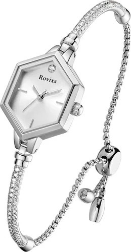 Delicado reloj de pulsera de cristal para ella, reloj analógico resistente al agua 3ATM, regalo de aniversario para esposa, hija, mamá