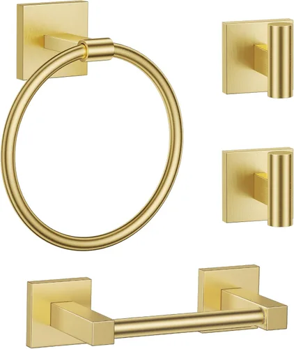 Miniatura 9 de Lairuier Juego de accesorios de baño, juego de 4 piezas de soporte para toallas que incluye soporte para papel higiénico, anillo para toallas y 2
