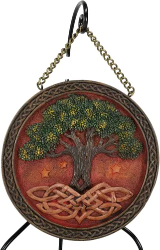 Miniatura 7 de Ebros Gift Nature Spirit Green Celtic Yggdrasil Árbol de la vida con raíces de nudos sagradas Redondo Medallón Disco de reflujo de incienso Soporte