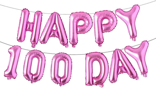 Miniatura 11 de Juego de globos de papel de aluminio con letras del alfabeto, pancarta de feliz 100 días, suministros de decoración para fiesta de cumpleaños (rojo)