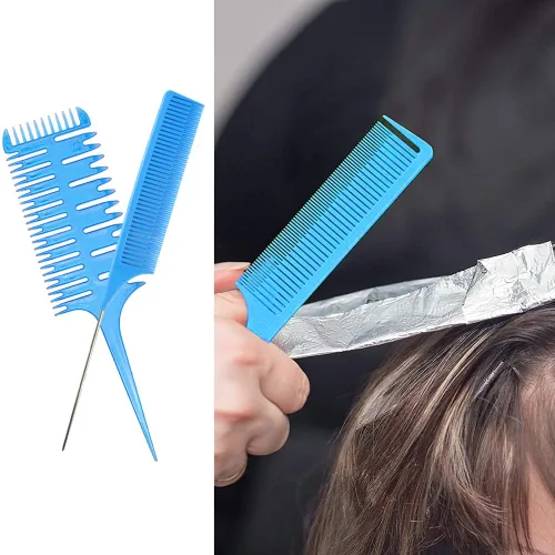 Miniatura 6 de Juego de peines para peinar el cabello, peine profesional de cola de rata, peine de metal para teñir, peine de aluminio para peluquería y uso 4 Pcs