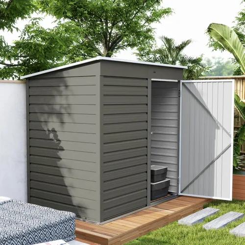 Miniatura 9 de Outsunny Cobertizo de almacenamiento al aire libre de 6 x 4 pies, fácil de ensamblar, cobertizo de herramientas de jardín de metal con puerta