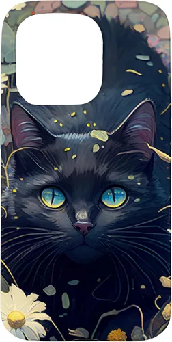 Miniatura 14 de iPhone 16 Cute Black Cat In Botanical Flower Garden Aesthetic Cat Case