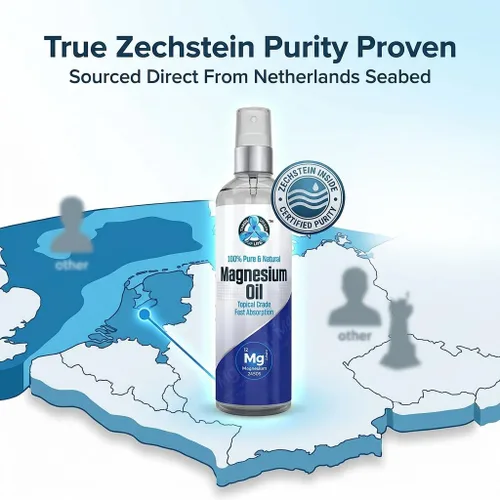 Miniatura 4 de Spray de aceite de magnesio puro, grande de 8 onzas líquidas, grado USP, puro 100% natural, procedente directamente del fondo marino de Zechstein
