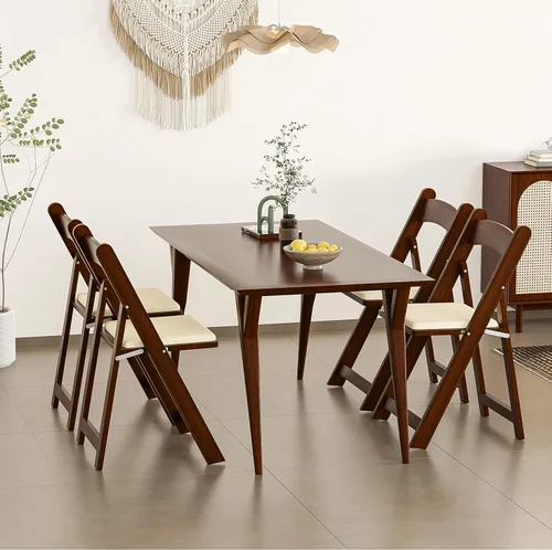 Miniatura 5 de VINGLI Sillas plegables de madera con cojín, cómodas, portátiles y duraderas, asientos plegables para eventos en interiores y exteriores, banquetes