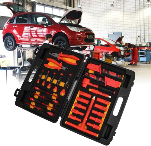 Miniatura 2 de Juego de 26 piezas de enchufes aislados de 1000 V con trinquete de accionamiento de 3/8 pulgadas y brocas de precisión para mantenimiento eléctrico
