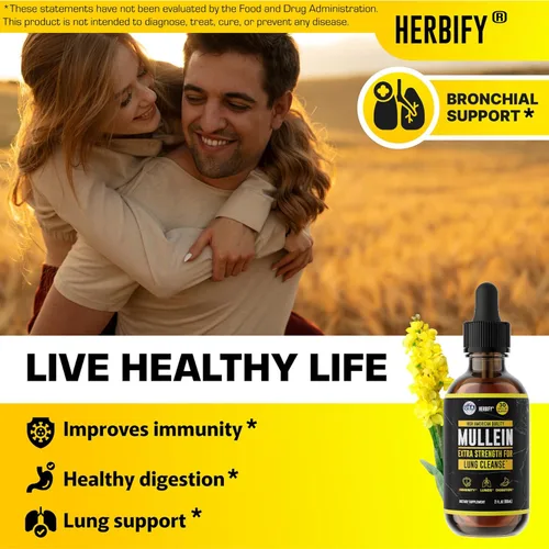 Miniatura 4 de HERBIFY Extracto de gordolobo 60 ml Tintura para la salud respiratoria, Mezcla de hoja y flores de gordolobo (Verbascum Densiflorum)