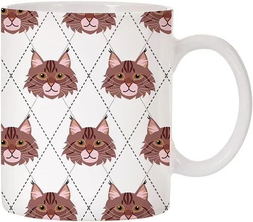 Miniatura 19 de Adorable Cat Breed Design Argyle Pattern Taza de café de cerámica (abisinian)