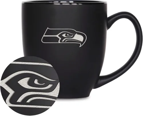 Miniatura 25 de Rico Industries Taza Bistro Mate Negra de Fútbol Americano NFL de 15 onzas - Para Bebidas Calientes o Frías - Logotipo del Equipo Grabado para una