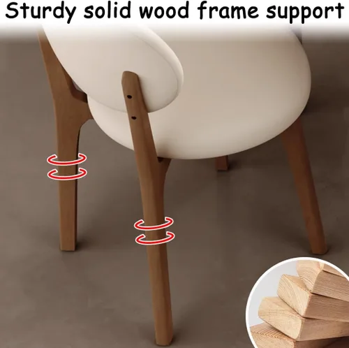 Miniatura 6 de YVYKFZD Juego de sillas de comedor, sillas de cocina de madera maciza, silla de comedor de granja con respaldo curvo, silla tapizada de cuero