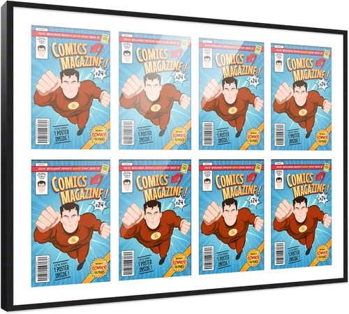 Miniatura 71 de Poster Palooza Marco de cómic con paspartú para 1 cómic de la Edad de Bronce publicado entre 1970 y 1985, marco de cómic negro para cómic de 7.25 x