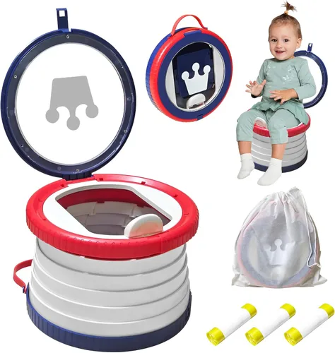 Miniatura 15 de Orinal portátil para viajes de niños pequeños, silla de entrenamiento para ir al baño con bolsa de viaje, inodoro de entrenamiento para ir al aire