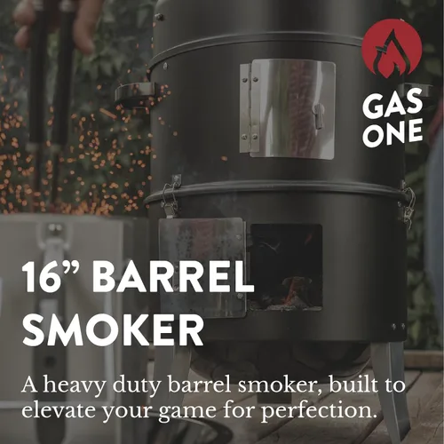 Miniatura 2 de GasOne - Ahumador vertical con termómetro – Ahumador de carbón resistente de 16 pulgadas – Ahumador multiusos para barbacoa de carbón