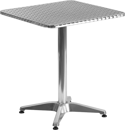 Miniatura 3 de Flash Furniture Juego de mesa cuadrada de aluminio para interiores y exteriores de 23.5 pulgadas con 2 sillas traseras de listones