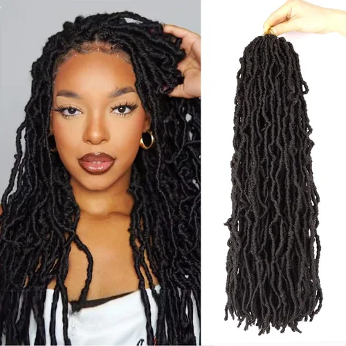 Miniatura 17 de LMZIM 7 paquetes de cabello sintético de ganchillo preanudado de 26 pulgadas, trenzas de ganchillo suaves de diosa para mujeres negras, extensiones