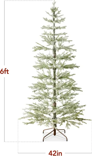 Miniatura 2 de Best Choice Products Árbol de Navidad artificial de 6 pies, preiluminado, escaso, de pino flocado, decoración festiva de Aspen, abeto noble, luces