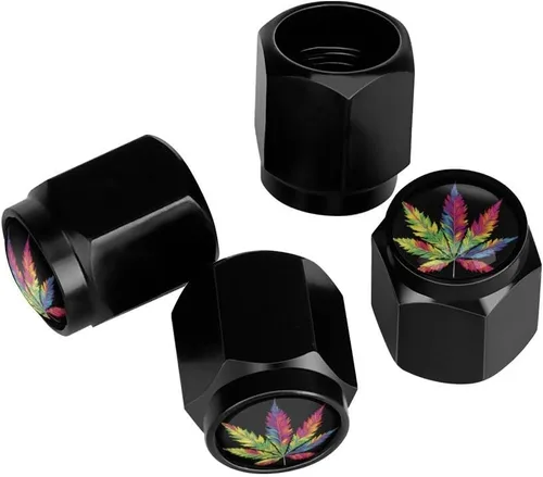 Miniatura 9 de Wolf - Tapones de válvula de neumático con bandera americana, tapas de válvula de neumático de aluminio negro, cubiertas universales