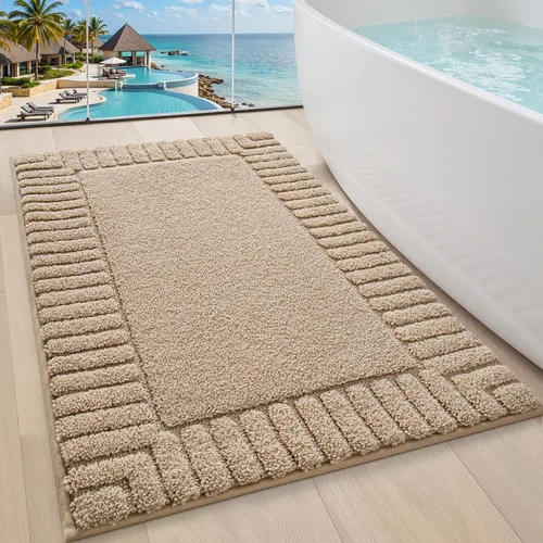 Miniatura 17 de LUMI Alfombras de baño antideslizantes con parte trasera de goma, alfombra de baño de microfibra de felpa extrasuave, absorbente, lavable a máquina