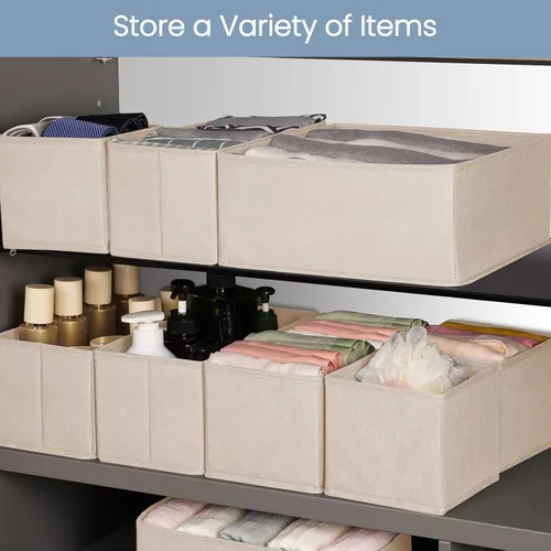 Miniatura 8 de Criusia Organizador de Cajones para Ropa, Juego de 16 Organizadores para Cajones de Ropa Interior, Organizadores Plegables para Armario y Beige
