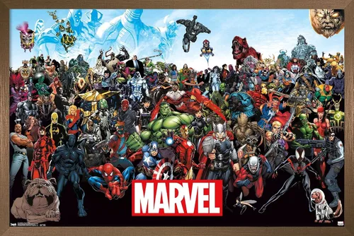 Miniatura 16 de Marvel Comics The Marvel Lineup - Póster de pared, 34 pulgadas de largo x 22.4 pulgadas de ancho, versión enmarcada de madera de granero Versión