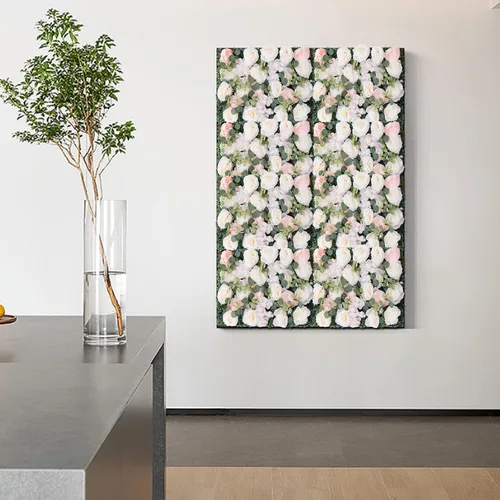 Miniatura 2 de Paneles de flores artificiales para decoración de pared, 6 piezas de rosas falsas, peonía, eucalipto, telón de fondo de pared de rosas para fiesta 6