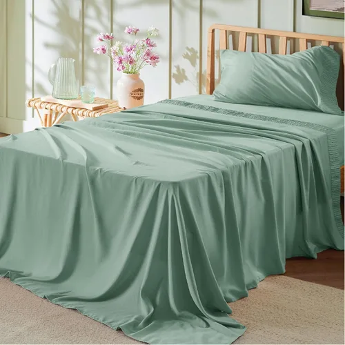 Miniatura 56 de Bedsure Sábanas de tamaño King – Sábanas suaves para cama de tamaño King, 4 piezas de hotel de lujo verde menta, juego de sábanas refrescantes de 11