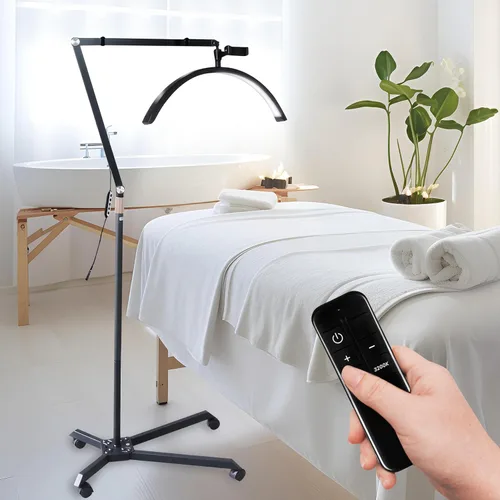 Miniatura 11 de Hi_friend Lámpara de media luna portátil de 23 pulgadas, luz de pestañas para esteticistas, lámpara LED de piso arqueada brillante para extensiones