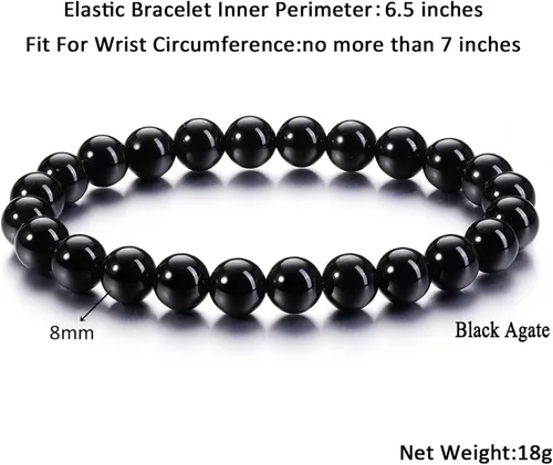 Miniatura 20 de Jovivi Pulsera elástica de cuentas redondas semipreciosas naturales – 0.315 pulgadas hecha a mano con cuentas de piedras preciosas curativas