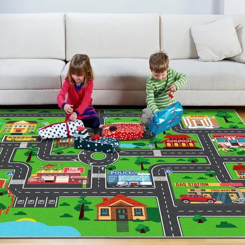 Miniatura 6 de Alfombra de juegos para niños, alfombra de juegos con tráfico de vida urbana, alfombra de juegos para niños, alfombra de juego educativo para niños