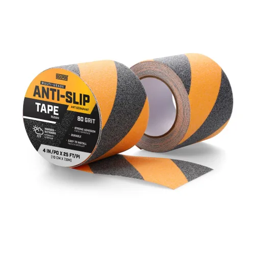 Miniatura 9 de Lockport Cinta antideslizante – Cinta de agarre negra resistente para escaleras, 4 pulgadas x 25 pies para peldaños de escalera antideslizante Negro