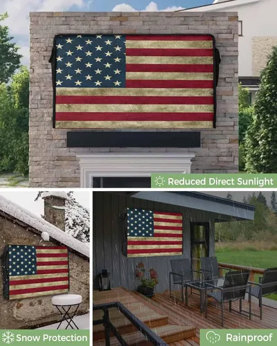 Miniatura 6 de T&H XHome Funda de TV para exteriores, con bandera estadounidense, impermeable y resistente a la intemperie, protector de pantalla LCD móvil de 30 a