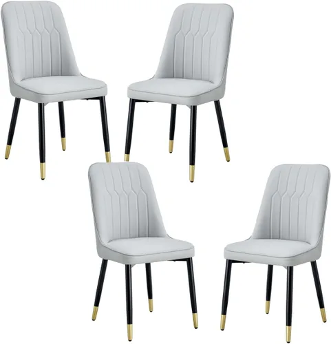 Miniatura 23 de Juego de 2 sillas de comedor, sillas de comedor modernas, equipadas con cojines de respaldo de cuero PU y patas de metal negro, adecuadas