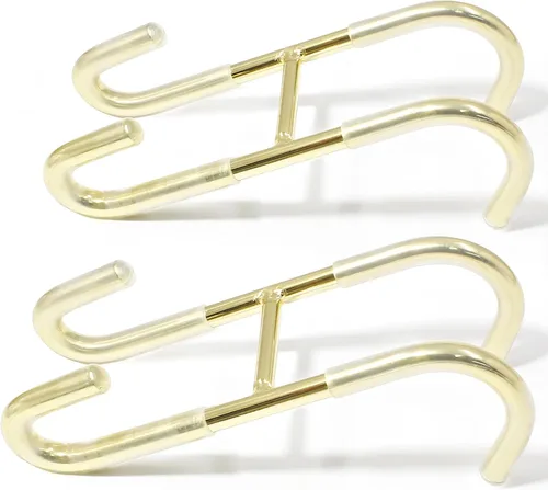 Hitefu 2 ganchos para puerta de ducha, gancho para colgar puertas de vidrio dorado, sin marco, para toallas, bata, trajes de baño, afeitadora,